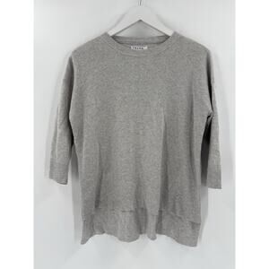 Frame Le Boxy Sweater Womens Small Gray 3/4 Sleeves Hi Lo Hem Cotton Silk Knit